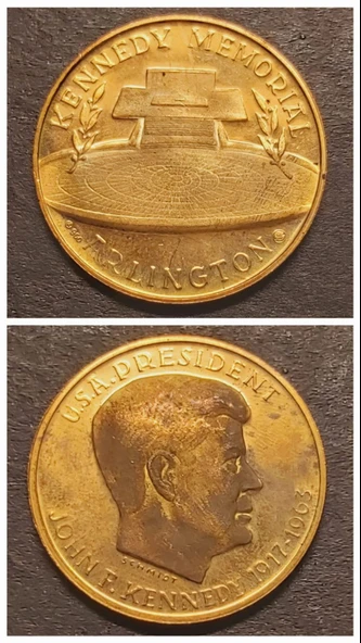 JOHN F. KENNEDY 1917 - 1963 USA. PRESIDENT SCHMIDT KENNEDY MEMORIAL ARLINGTON 11.34gr 22 ayar A900 ürün görseli 1