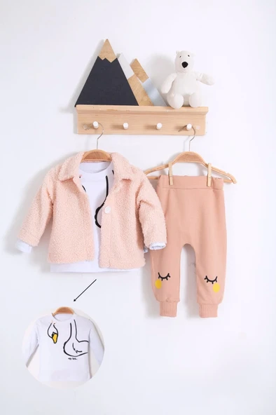 SümY Peluş Hırkalı 3 Lü Kız Bebek Takım ürün görseli 1