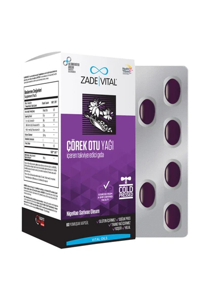 Zade Vital Çörek Otu Yağı Blister 60 Kapsül ürün görseli 1