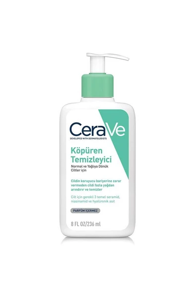 Cerave Yağlı Ciltler İçin Yüz Ve Vücut Köpüren Temizleyici 236 ml ürün görseli 1
