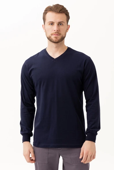 Padus V Yaka Uzun Kollu T-Shirt - Rahat Kesim, Günlük ve İş Kullanımı İçin ürün görseli 1