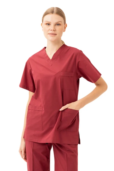 Santolina V Yaka Üniforma - Doktor, Hemşire, Sağlık Çalışanları İçin Rahat ve Dayanıklı Scrubs ürün görseli 1