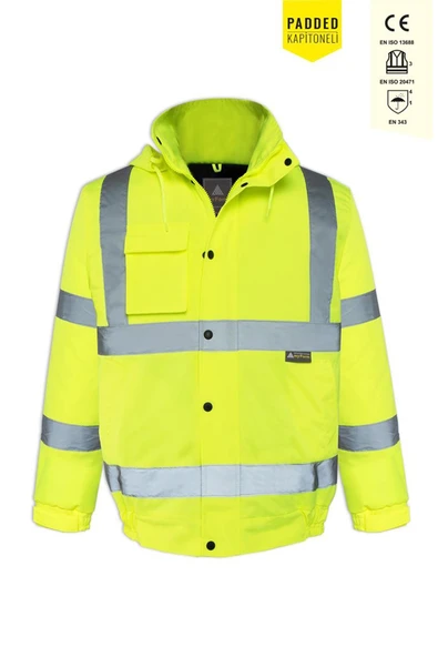 Olympus Essential Hi Vis Bomber Lined Reflektörlü Kışlık Mont Su Geçirmez Soğuk Hava Koruyucu ürün görseli 1