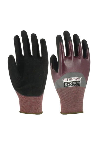 Starline E-151600 Köpük Nitril Kaplamalı İş Eldiveni Dayanıklı Kaymaz Tutuşlu Polyester Astar ürün görseli 1