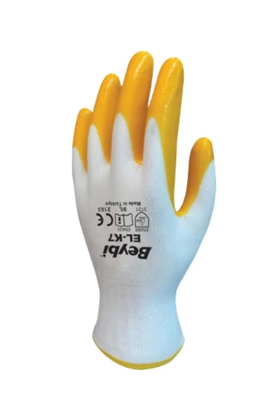 Beybi ELK-7 Pn7 Nitril Kaplamalı İş Eldiveni Dayanıklı Esnek Kaymaz Kavrama Polyester Astar ürün görseli 1