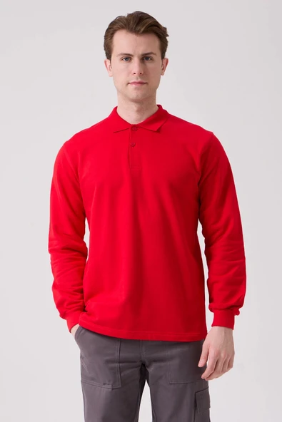 Galanthus Polo Sweat Erkek Uzun Kollu Pamuklu Sweatshirt İş ve Günlük Kullanım İçin ürün görseli 1