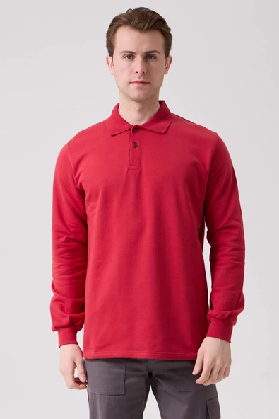 Galanthus Polo Sweat Erkek Uzun Kollu Pamuklu Sweatshirt İş ve Günlük Kullanım İçin ürün görseli 1