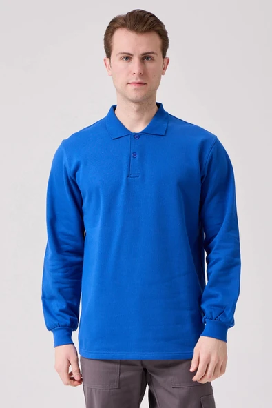 Galanthus Polo Sweat Erkek Uzun Kollu Pamuklu Sweatshirt İş ve Günlük Kullanım İçin ürün görseli 1