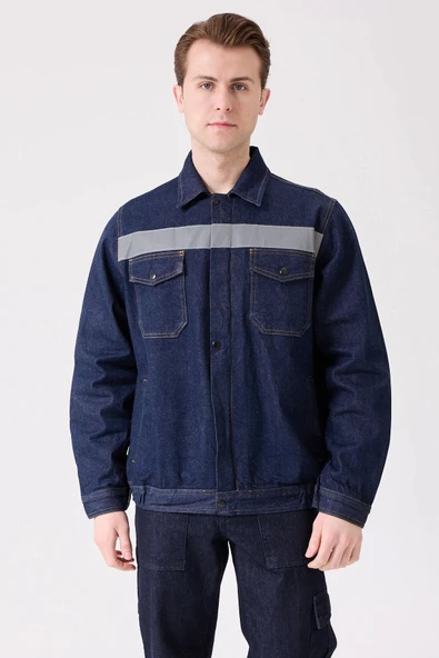Tulipa Kot Mont Erkek İş Güvenliği Reflektörlü Dayanıklı Denim Ceket ürün görseli 1