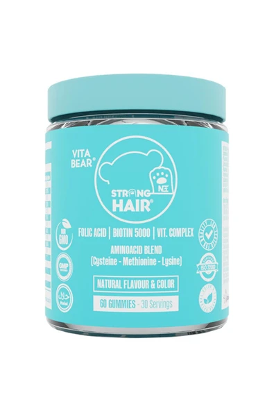 Vita Bear Strong Hair Gummy Vitamin 60 Adet ürün görseli 1