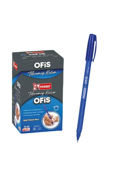 MİKRO TÜKENMEZ KALEM OFİS TİPİ M-40 MAVİ ürün görseli 1