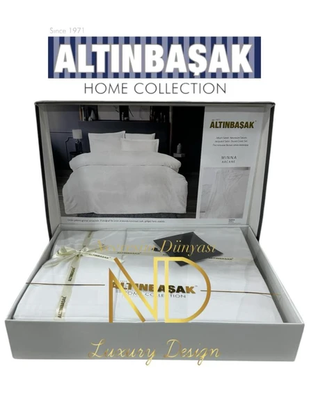 Altınbaşak Jakarlı Saten Çift Kişilik Nevresim Takımı Mınna Arcane ürün görseli 1