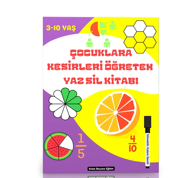 Çocuklara Kesirleri Öğreten YAZ-SİL Kitabı ürün görseli 1