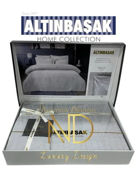 Altınbaşak Jakarlı Saten Çift Kişilik Nevresim Takımı Adelya Puce ürün görseli 1