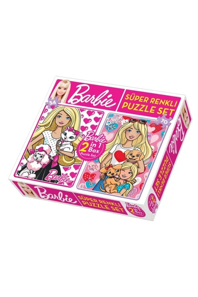 FABBATOYS Süper Renkli 2si1 arada Puzzle Set - Barbie / 54+70 Parça Puzzle ürün görseli 1