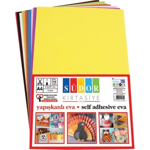 SÜDOR Yapışkanlı Eva 20x30 cm 2 mm 10 Renk ürün görseli 1