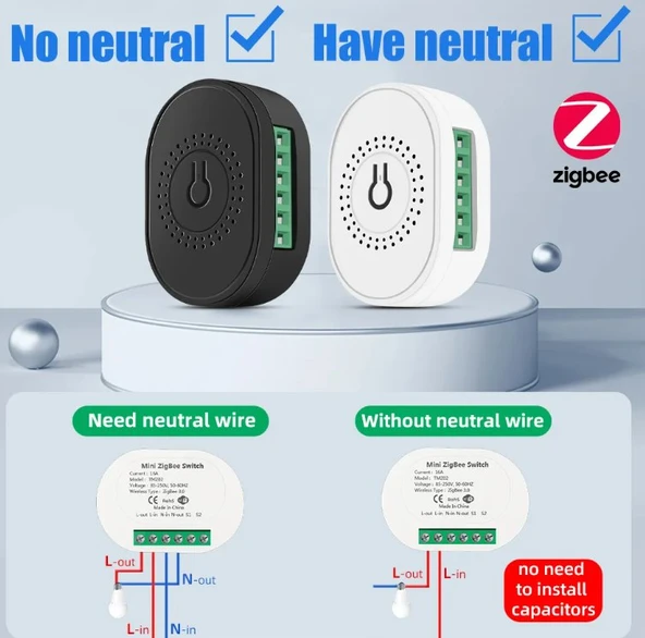 ZigBee Tuya 2 Yollu Mini Akıllı Anahtar 16A TMZ02 - Resim 4