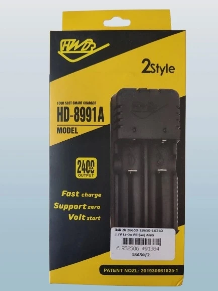 İkili 2li 26650-18650-16340 3.7V Li-On Pil Şarj Aleti Kablolu 220v Fişli Kablolu ürün görseli 1