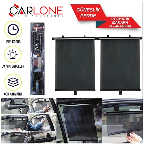 Makaralı Otomatik Yan Cam Perde 2'Li 36x54cm Güneşlik- Araç Cam Güneşliği ürün görseli 1