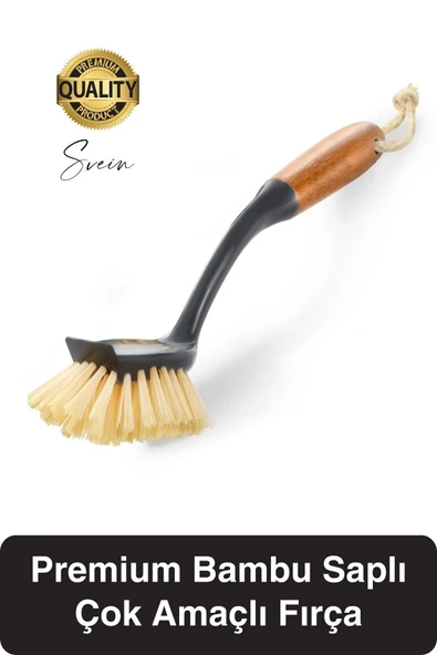 Premium Bambu Saplı Çok Amaçlı Fırça Sert Kıllı Bulaşık Kazıyıcı Tava Tencere Mutfak Lavabo Temizlik ürün görseli 1