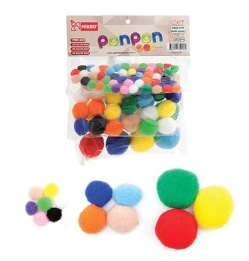 Mikro Pastel Ponpon Seti 10-20-30Mm - 6 paket ürün görseli 1