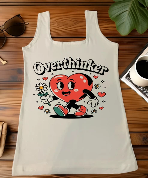 Overthinker  Baskılı Kadın Atlet  Eğlenceli ve Şık Tasarım ürün görseli 1