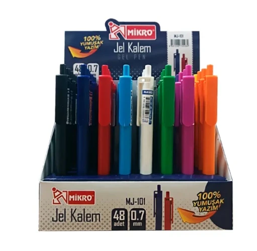 Mikro Basmalı Jel Tükenmez Kalem 0,7 Mavi Mj-101 - 6 adet ürün görseli 1