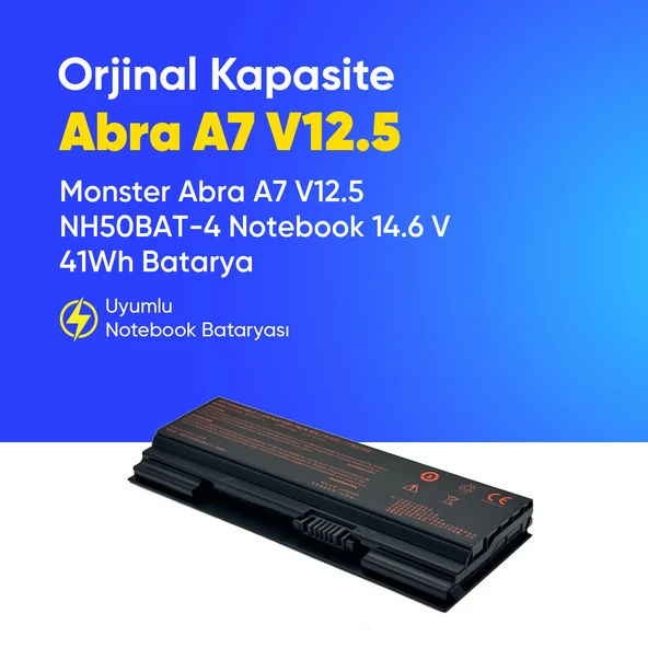 Monster Abra A7 V12.5 NH50BAT-4 Notebook 14.6 V 41Wh Batarya – Orjinal Uyumlu, Yüksek Performanslı ürün görseli 1