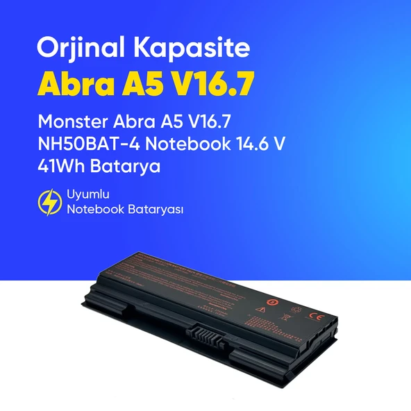 Monster Abra A5 V16.7 NH50BAT-4 Notebook 14.6 V 41Wh Batarya – Orjinal Uyumlu, Yüksek Performanslı ürün görseli 1