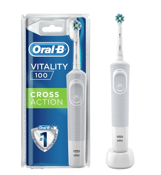 Oral-B D100 Vitality Cross Action Beyaz Şarjlı Diş Fırçası ürün görseli 1