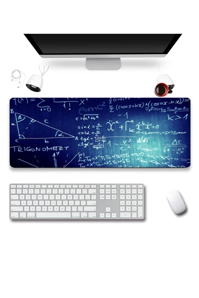 SonicTouch Mavi Geometri Tahtası Gamer Oyuncu Dikişsiz Sıvı Geçirmez Klavye Mouse Pad 32x70Cm ürün görseli 1