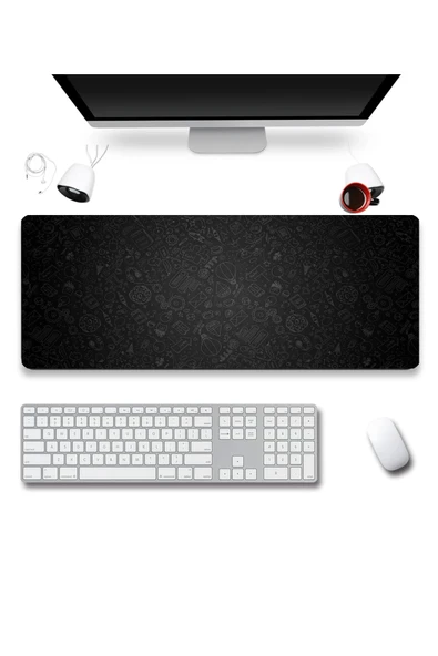 SonicTouch Beyin Fırtınası İkonlar Gamer Oyuncu Dikişsiz Sıvı Geçirmez Klavye Mouse Pad 32x70Cm ürün görseli 1