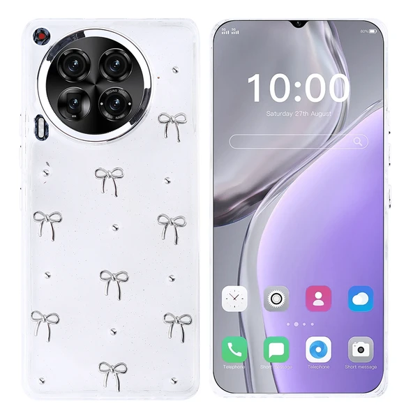 Tecno Camon 30 4G Kılıf Airbag Tasarımlı Simli Şeffaf Kutup Kapak ürün görseli 1