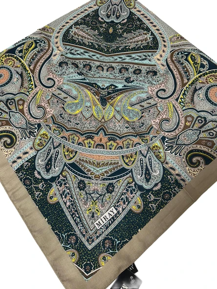 120x120 Etnik Desenli Soft Pamuk Eşarp - 04919 ürün görseli 1