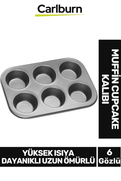 Premium Yüksek Isıya Dayanıklı Uzun Ömürlü Yapışmaz Yıkanabilir 6 Gözlü Muffin Cupcake Kalıbı ürün görseli 1