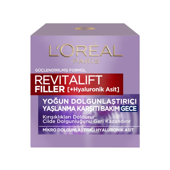 Loreal Paris Revitalift Filler Yoğun Dolgunlaştırıcı Yaşlanma Karşıtı Gece Kremi Hyaluronik Asit ürün görseli 1
