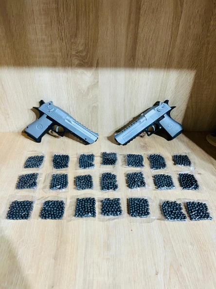 Boncuklu  20x11 cm Boncuk Atan Silah 2 Adet + 21 Paket Boncuk ürün görseli 1