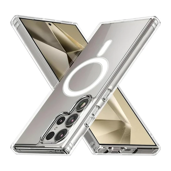 Samsung Galaxy S23 Ultra Kılıf Magsafe Özellikli Şeffaf Silikon Kapak ürün görseli 1