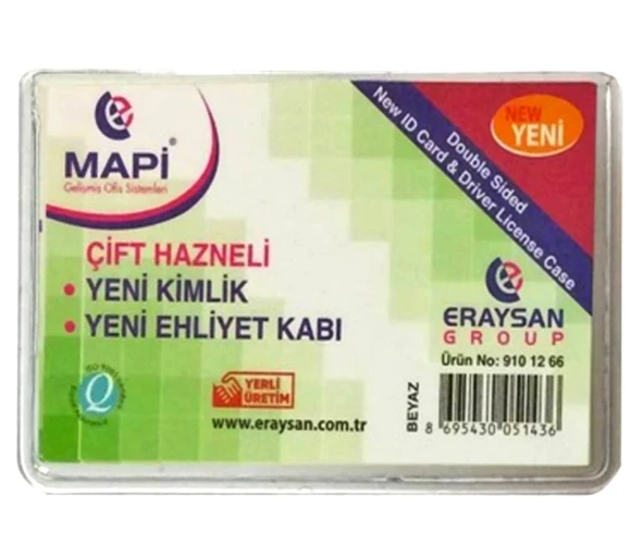 Mapi Çift Hazneli Kimlik Ehliyet Kabı Şeffaf - 10 adet ürün görseli 1