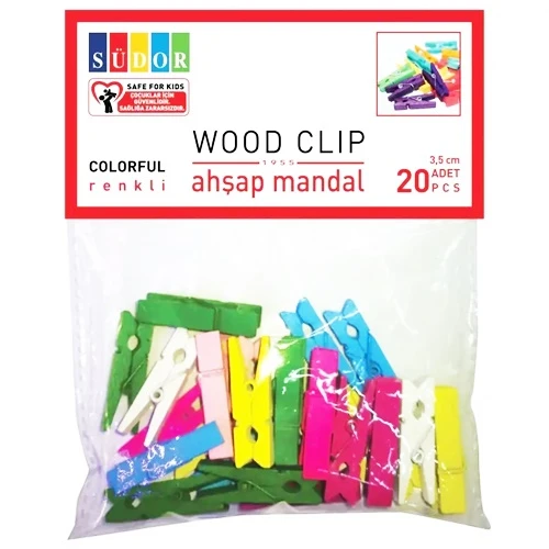Südor Ahşap Mandal Renkli 3,5Cm 20Li - 3 paket ürün görseli 1
