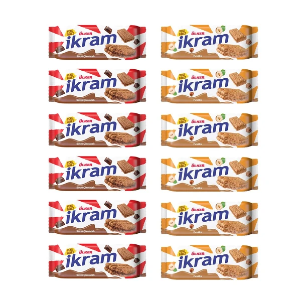 Ülker İkram 84 gr Çikolatalı ve Fındıklı 12 li Karma Paket ürün görseli 1