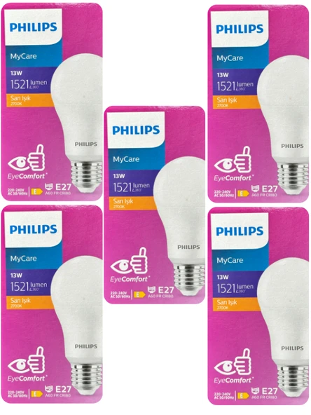 (5 Adet) Philips 13W Sarı Işık E27 Duylu (Kalın Duy) Led Ampul ürün görseli 1