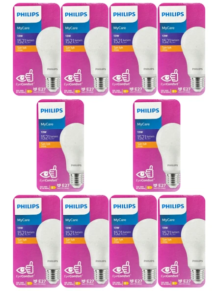 (10 Adet) Philips 13W Sarı Işık E27 Duylu (Kalın Duy) Led Ampul ürün görseli 1