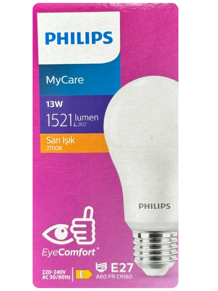 (1 Adet) Philips 13W Sarı Işık E27 Duylu (Kalın Duy) Led Ampul ürün görseli 1