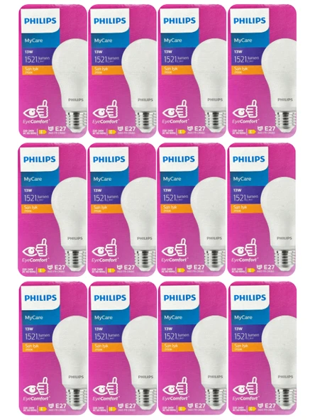 (12 Adet) Philips 13W Sarı Işık E27 Duylu (Kalın Duy) Led Ampul ürün görseli 1