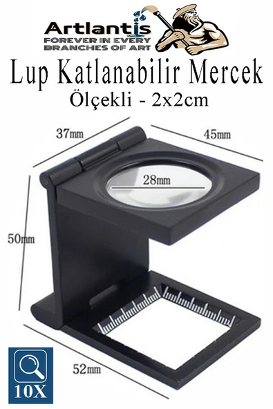 Lup Büyüteç Mercek 2x2 cm 1 Adet 10X Büyütmeli Plastik Katlamalı Lup Optik Mercek Tekstil Kumaş İplik Katlanabilir ürün görseli 1