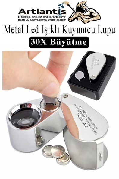 Işıklı Lup Büyüteç Mercek 30X Büyütme 21 mm 1 Adet 30X Kuyumcu Takı Lupu Paslanmaz Çelik Optik Kaliteli Taşınabilir Lup ürün görseli 1