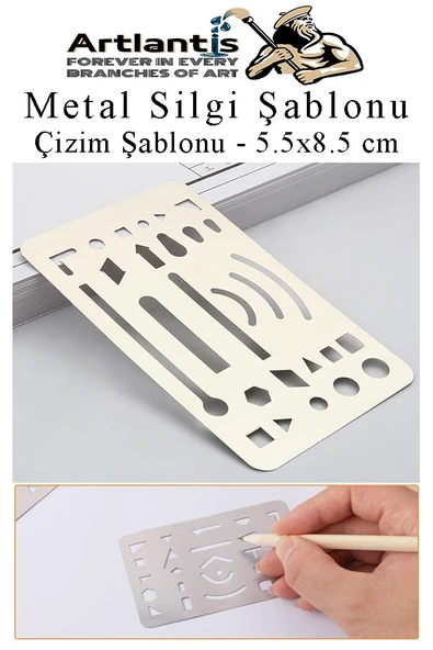 Silgi Şablonu Metal 5.5x8.5 cm 1 Adet Paslanmaz Çelik Silgi Şablonu Çizim Şablonu Cetveli Mimari Mühendislik ürün görseli 1