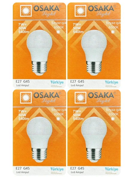 (4 Adet) Osaka 7W (50W) Beyaz Işık E27 Duylu (Kalın Duy) Led Ampul ürün görseli 1