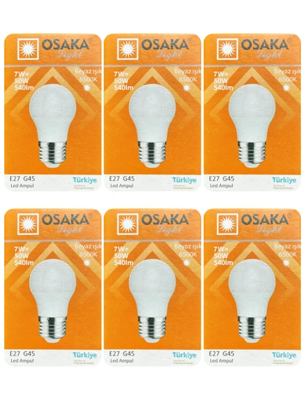 (6 Adet) Osaka 7W (50W) Beyaz Işık E27 Duylu (Kalın Duy) Led Ampul ürün görseli 1